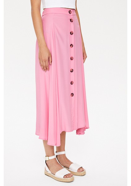 Pembe Düğmeli Volanlı Etek 81063 modelleri