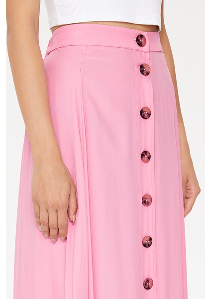 Pembe Düğmeli Volanlı Etek 81063 fırsatları