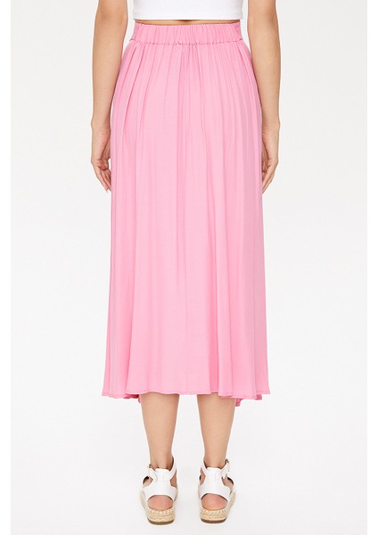 Pembe Düğmeli Volanlı Etek 81063 indirimleri