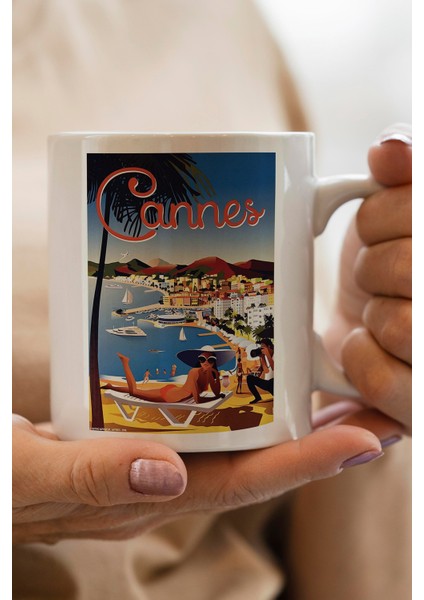 France- Cannes Baskılı Premium Kupa Bardak