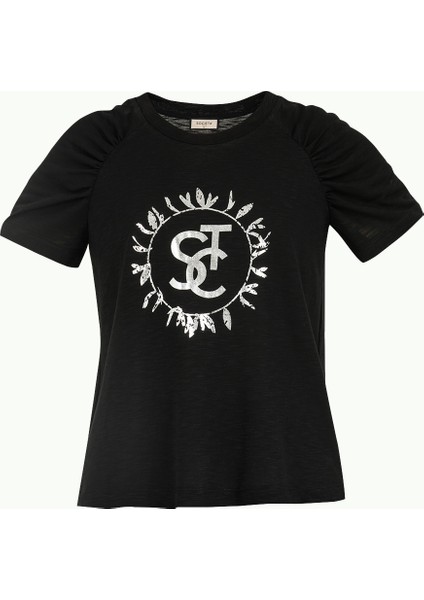 Siyah Baskılı Basic Pamuk Tshirt 19677 indirimleri