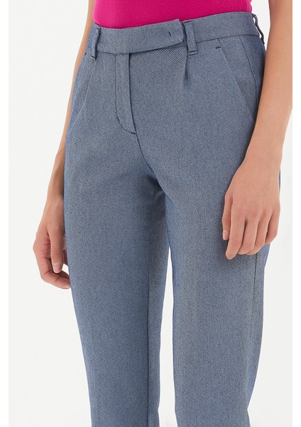 Lacivert Yandan Cepli Boru Paça Pantolon 41265