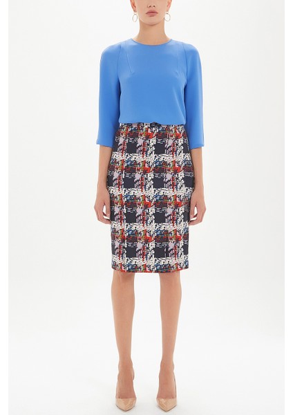 Desenli Fermuarlı Desenli Etek 80976