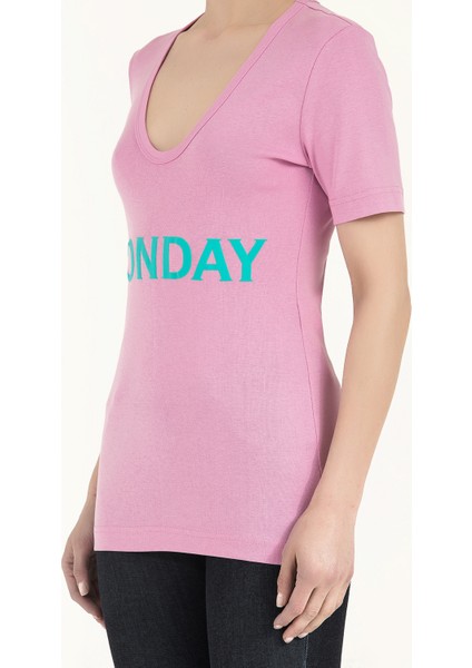 Pembe V Yaka Baskılı Örme Bluz 19594 modelleri