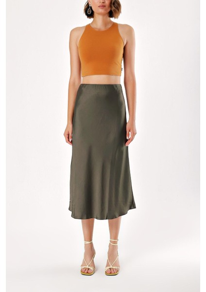 Yeşil Midi Boy Saten Etek 81104 fiyatları