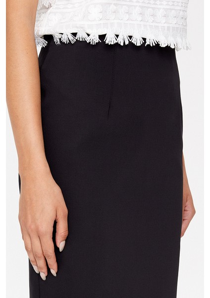 Siyah Diz Üstü, Düz Dar Etek 81118
