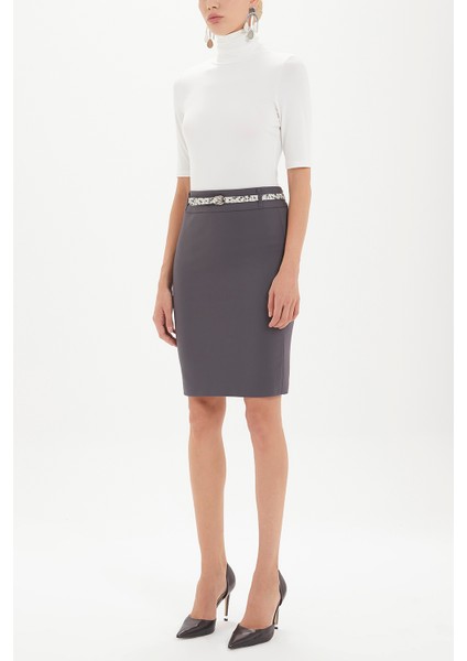 Vizon Deri Kemerli Desenli Kalem Etek 80767 fiyatları