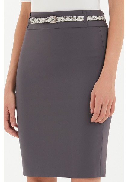 Vizon Deri Kemerli Desenli Kalem Etek 80767 modelleri