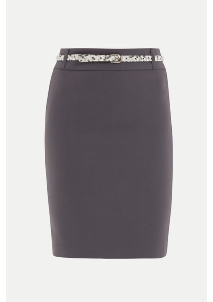 Vizon Deri Kemerli Desenli Kalem Etek 80767 indirimleri