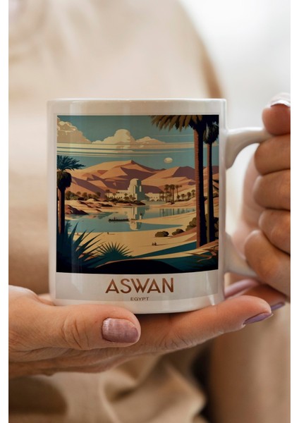 Aswan Mısır Baskılı Kupa Bardak