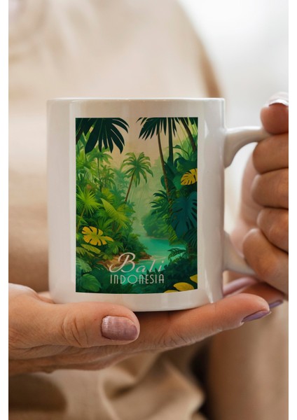 Bali- Indonesia Baskılı Premium Kupa Bardak
