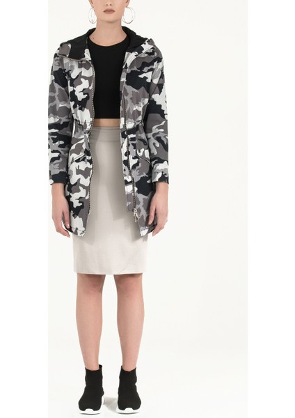 Gri Yüksek Bel Kalem Etek 80519