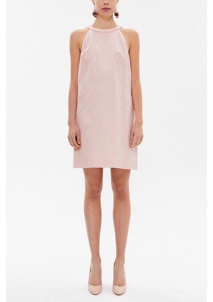 Pembe Fiyonklu Mini Elbise 92366