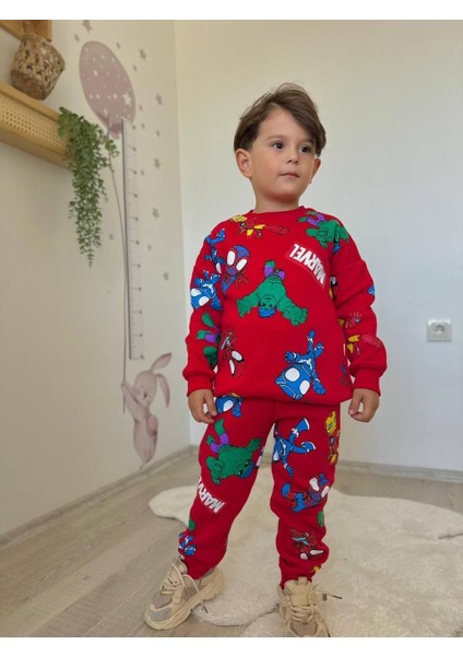 Erkek Çocuk Karakter Baskılı 3 Iplik Eşofman Takımı modelleri