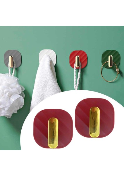 2li Yapışkanlı Retro Askılık Dolap Kapak Kulpu Kırmızı (5263)