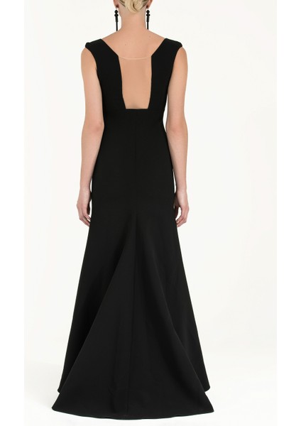 Siyah Önü Pencereli Uzun Abiye Elbise 91811 fırsatları