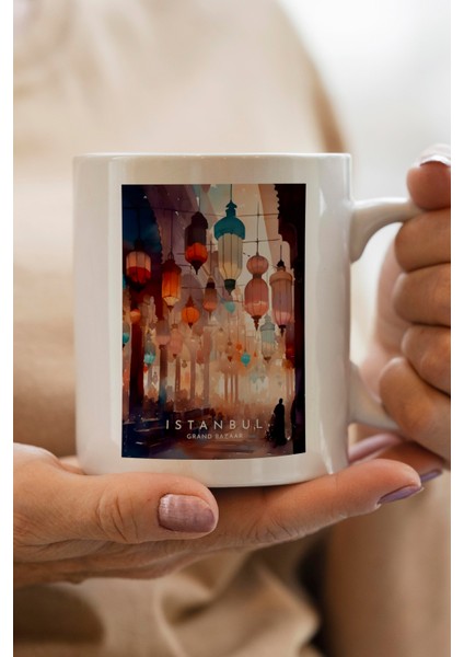 Istanbul- Grand Bazaar- Kapalı Çarşı Baskılı Premium Kupa Bardak