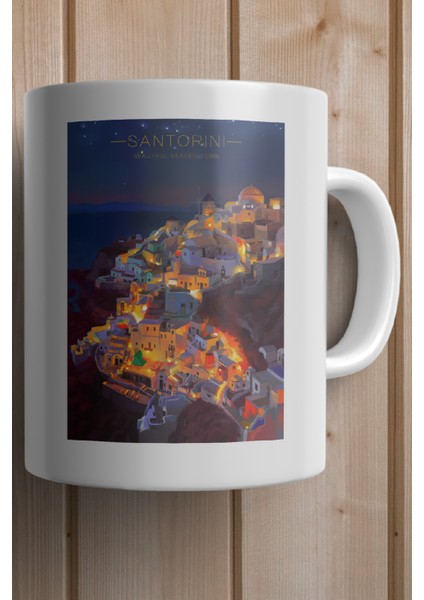 Santorini Baskılı Premium Kupa Bardak fiyatları