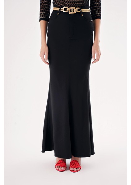 Siyah Dar Kesim Yüksek Bel Balık Etek 81290 fiyatları