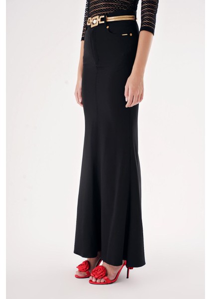 Siyah Dar Kesim Yüksek Bel Balık Etek 81290 modelleri