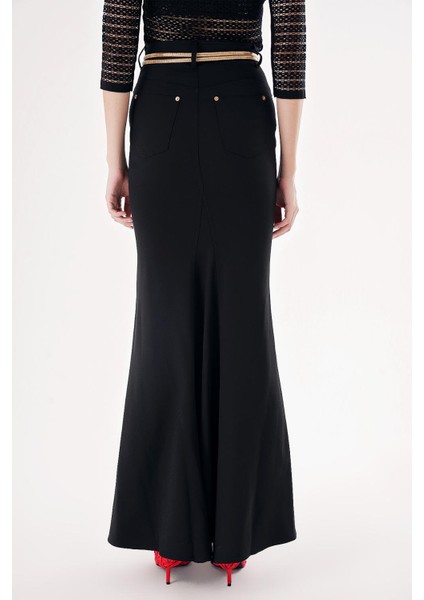 Siyah Dar Kesim Yüksek Bel Balık Etek 81290 fırsatları