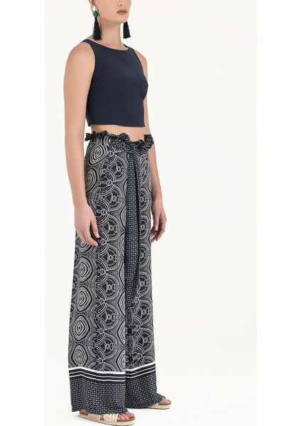 Lacivert Yüksek Bel Bol Kesim Pantolon 41302