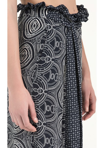 Lacivert Yüksek Bel Bol Kesim Pantolon 41302