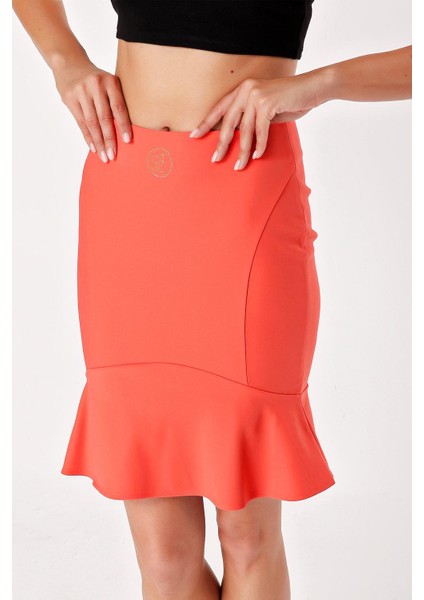 Mercan Volanlı Dar Kesim Mini Etek 80658 indirimleri