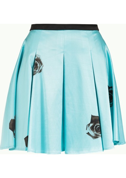 Turkuaz Gül Desenli Volanlı Etek 80837 indirimleri