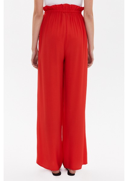 Kırmızı Beli Lastikli Bol Paça Pantolon 41345 indirimleri