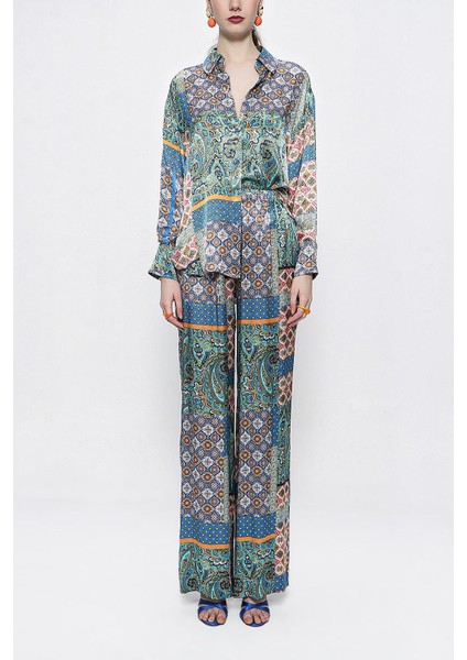 Desenli Beli Lastikli Bol Kesim Pantolon 41625 fiyatları