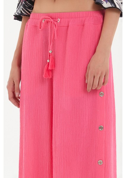 Pembe Yanları Düğmeli Bol Kesim Pantolon 41309 fırsatları