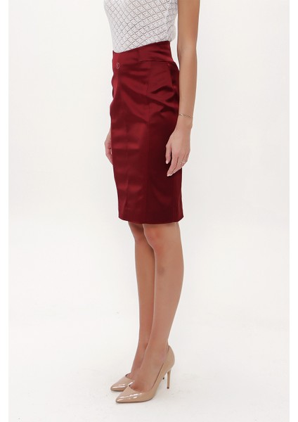 Bordo Dar Kesim Etek 80436