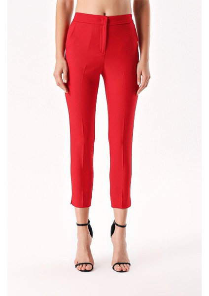 Kırmızı Beş Cep Boru Paça Pantolon 41643 fiyatları
