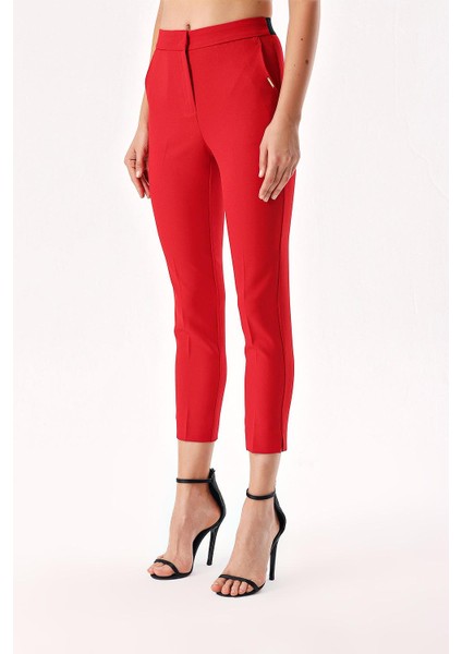 Kırmızı Beş Cep Boru Paça Pantolon 41643 modelleri