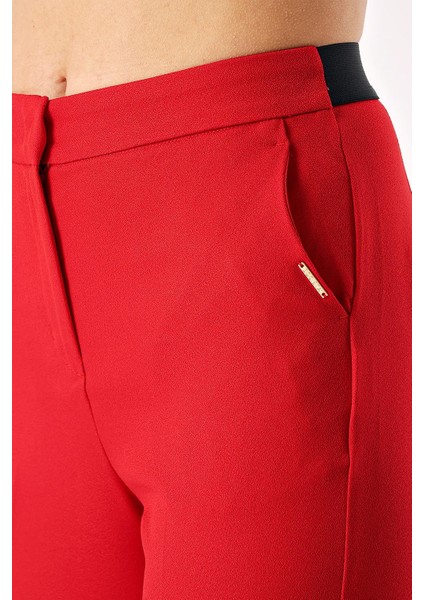 Kırmızı Beş Cep Boru Paça Pantolon 41643 indirimleri