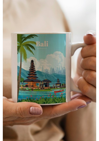 Endonezya- Bali Baskılı Premium Kupa Bardak