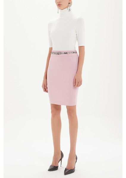 Pembe Deri Kemerli Desenli Kalem Etek 80767 fiyatları