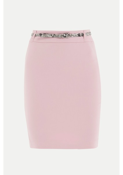 Pembe Deri Kemerli Desenli Kalem Etek 80767 indirimleri