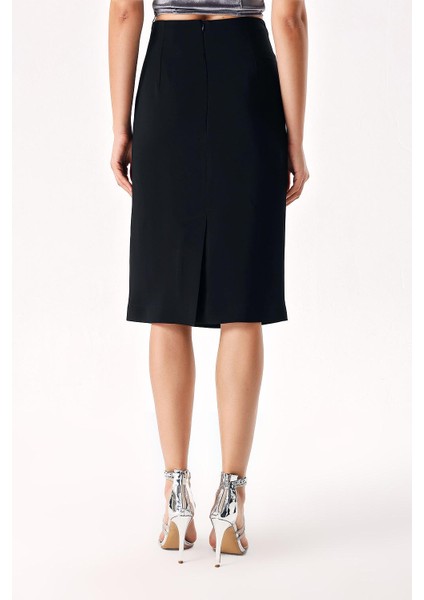 Siyah Yüksek Bel Kalem Etek 81279 fırsatları