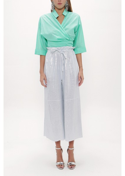 Gümüş Beli Lastikli Bol Kesim Pantolon 41510