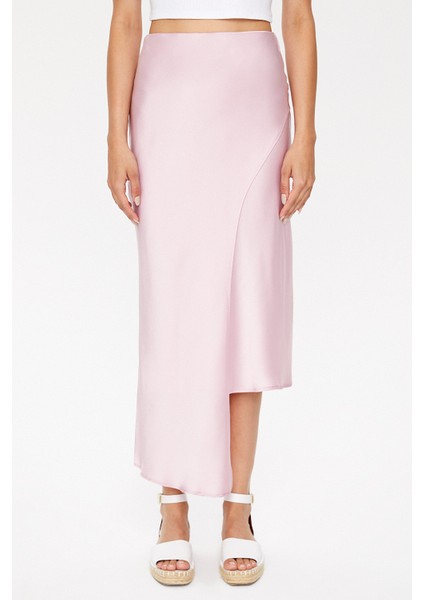 Pembe Asimetrik Kesim Dar Etek 81114
