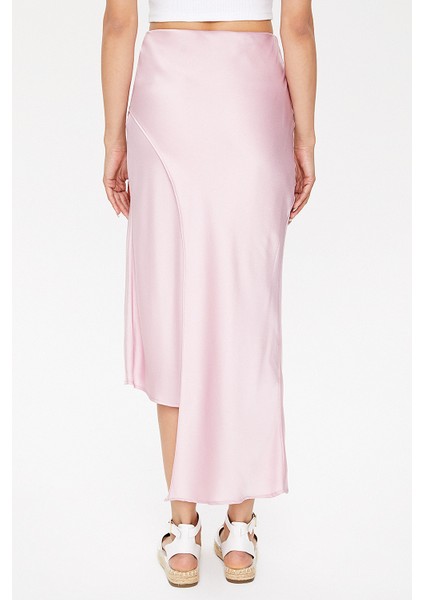 Pembe Asimetrik Kesim Dar Etek 81114