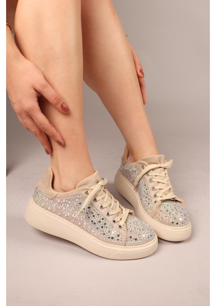 Hollis Taşlı Süet Sneakers Bej