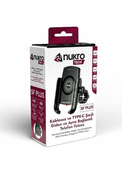 Sf Plus Wireless Şarjlı ve Type C Motosiklet Telefon Tutucu modelleri