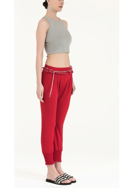 Kırmızı Bol Kesim Pantolon 40534 fiyatları