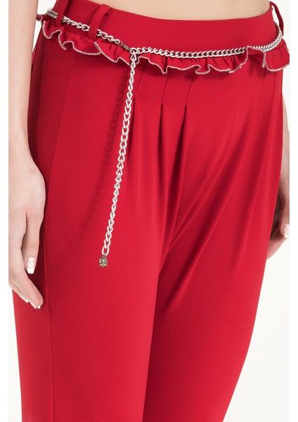 Kırmızı Bol Kesim Pantolon 40534 modelleri