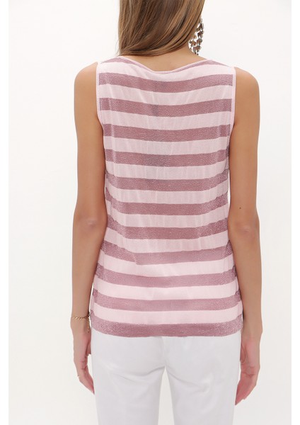 Pembe Taşlı Kolsuz Triko Bluz 28484 fırsatları