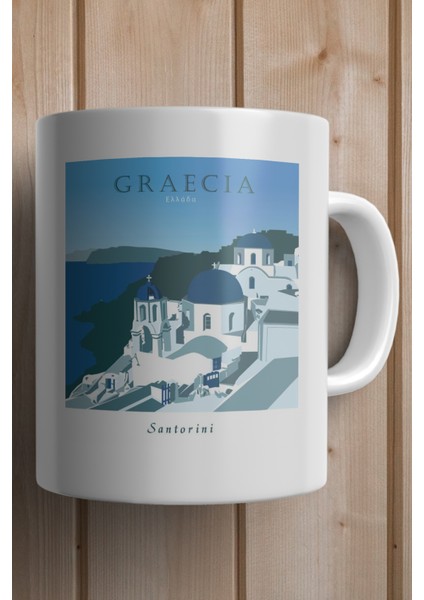 Greece- Yunanistan- Santorini Baskılı Premium Kupa Bardak fiyatları
