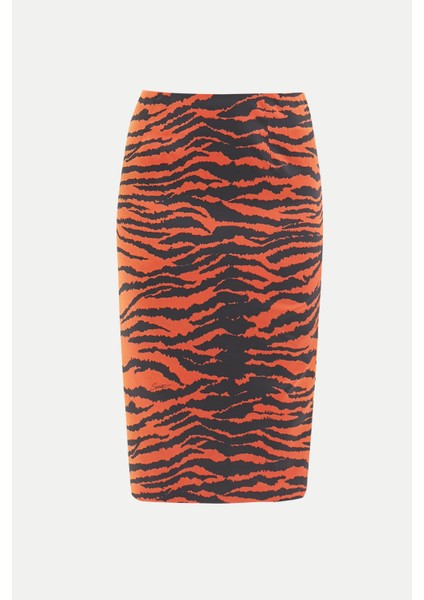 Kırmızı Desenli Diz Altı Kalem Etek 80745 indirimleri